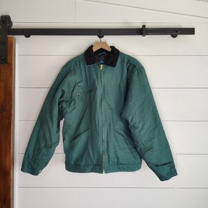 Men's Tri Mountain Vtg Jacket M Green Detroit Workwear Chore Coat Canvas Y2K